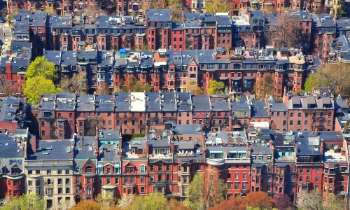 Boston neighborhood aerial view